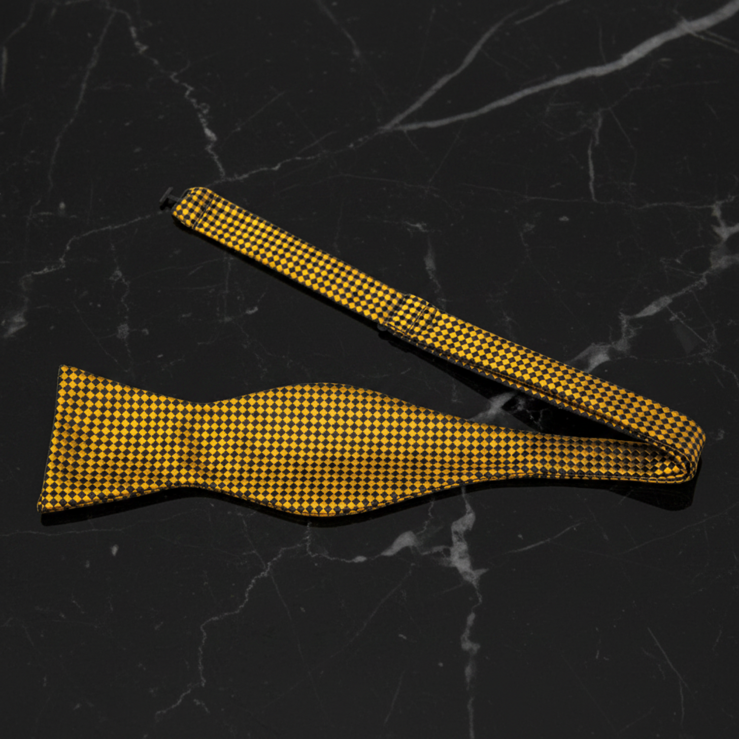 Gold, Black Diamonds Bow Tie Self Tie