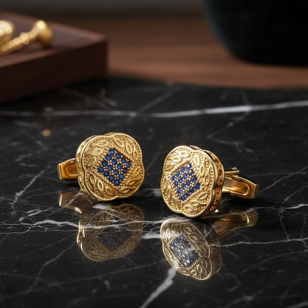 Gold and Blue Cufflinks