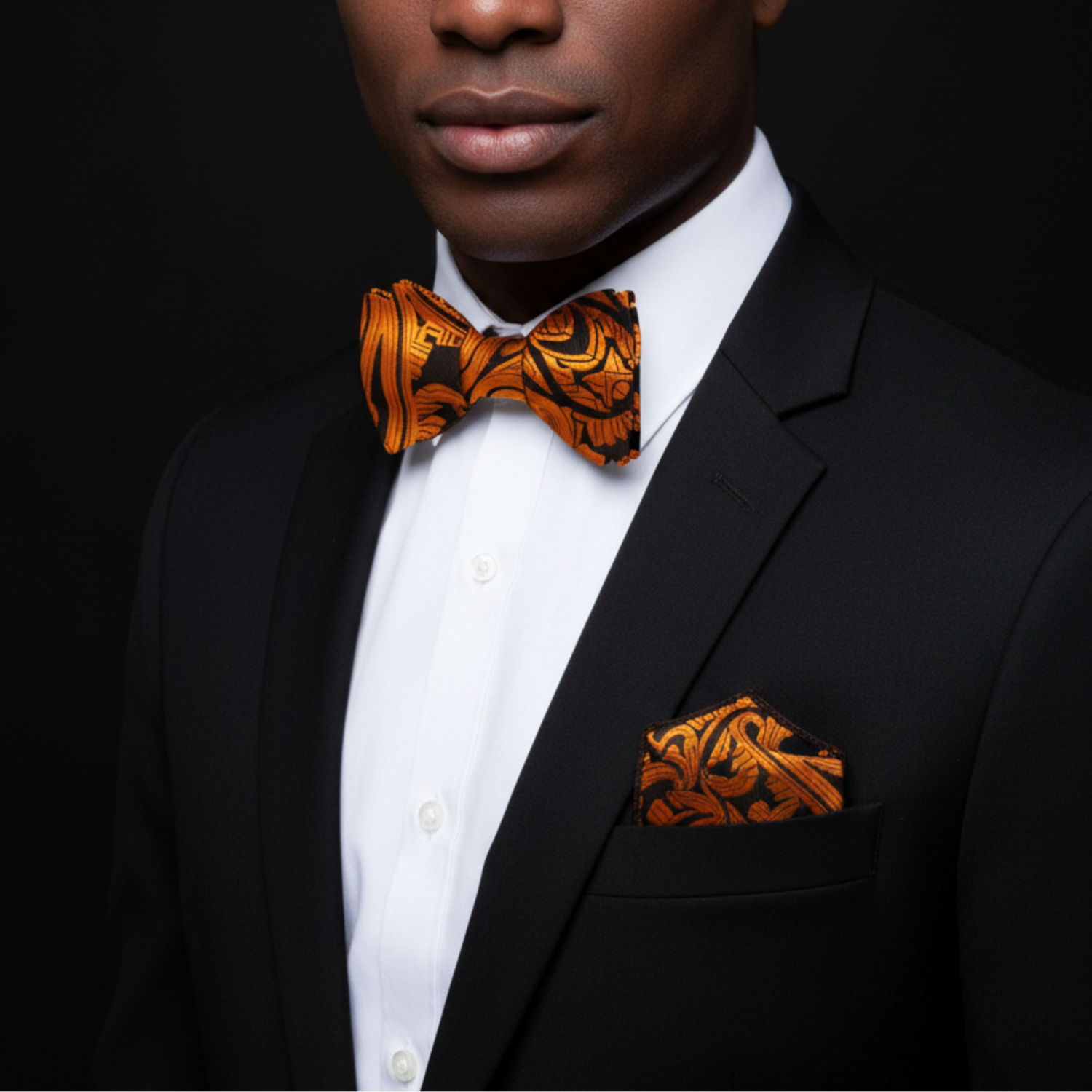 Gold & Brown Paisley Self-Tie Bow Tie