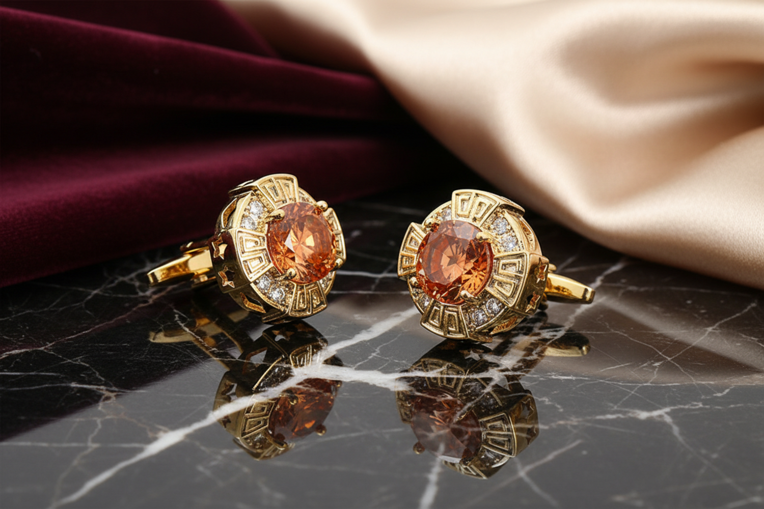 Gold with Champagne Cufflinks