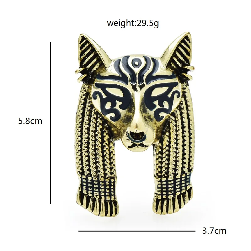 View 2: Gold Colored Zinc Alloy Anubis Lapel Pin