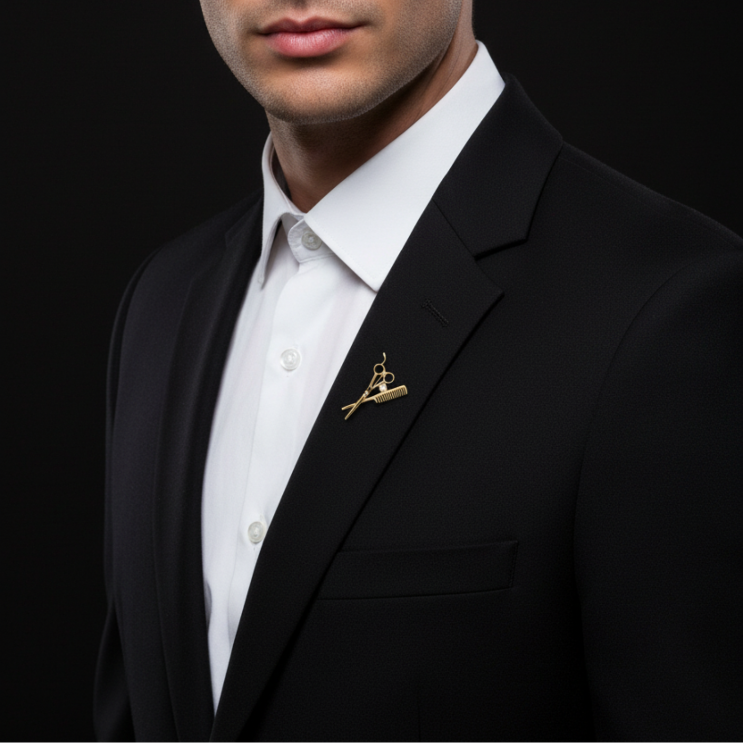 Scissors & Comb Lapel Pin | Barber & Hairstylist Suit Accessory