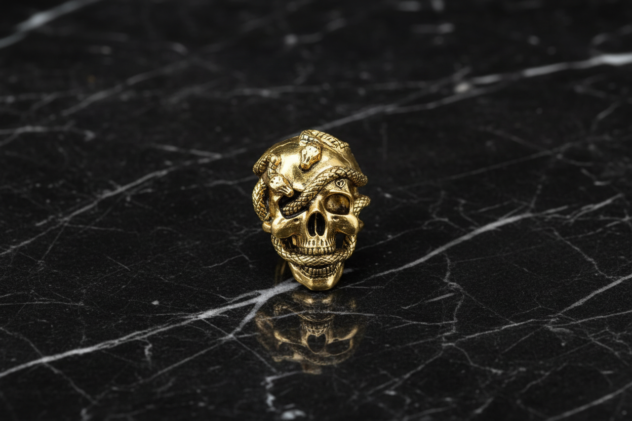 Gold Colored Skull and Snake Lapel Pin