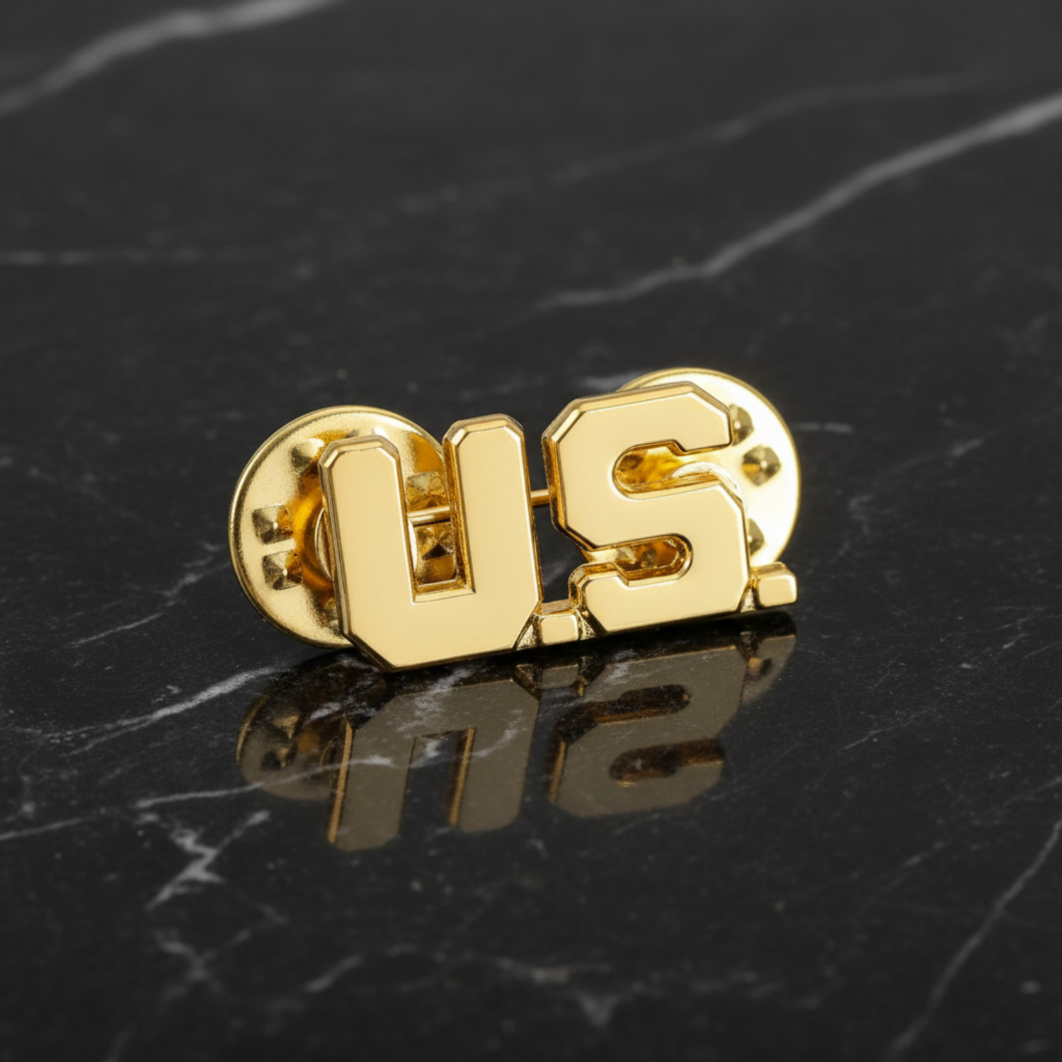 Gold 'US' pin view 3