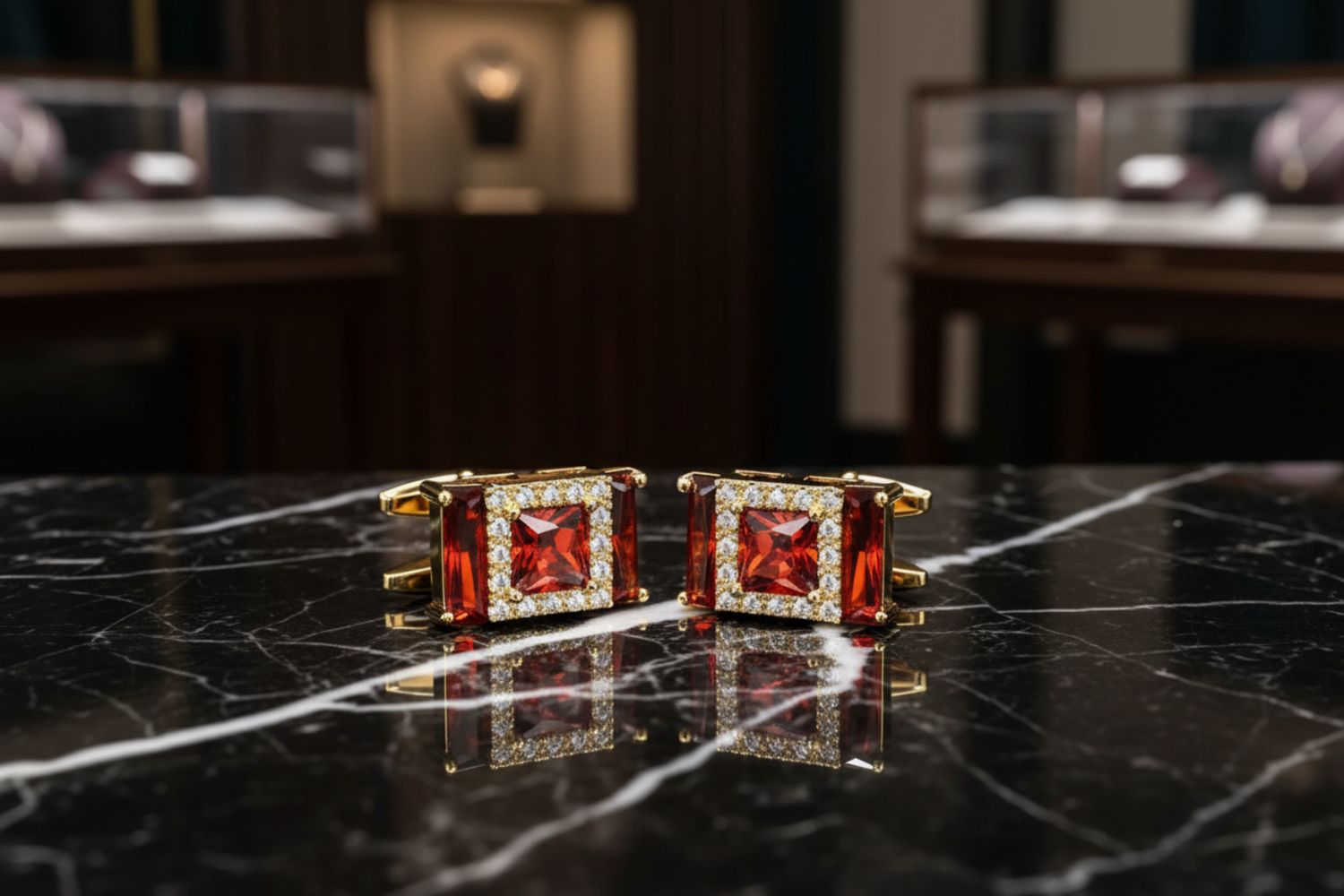 Gold Red Cufflinks Nice