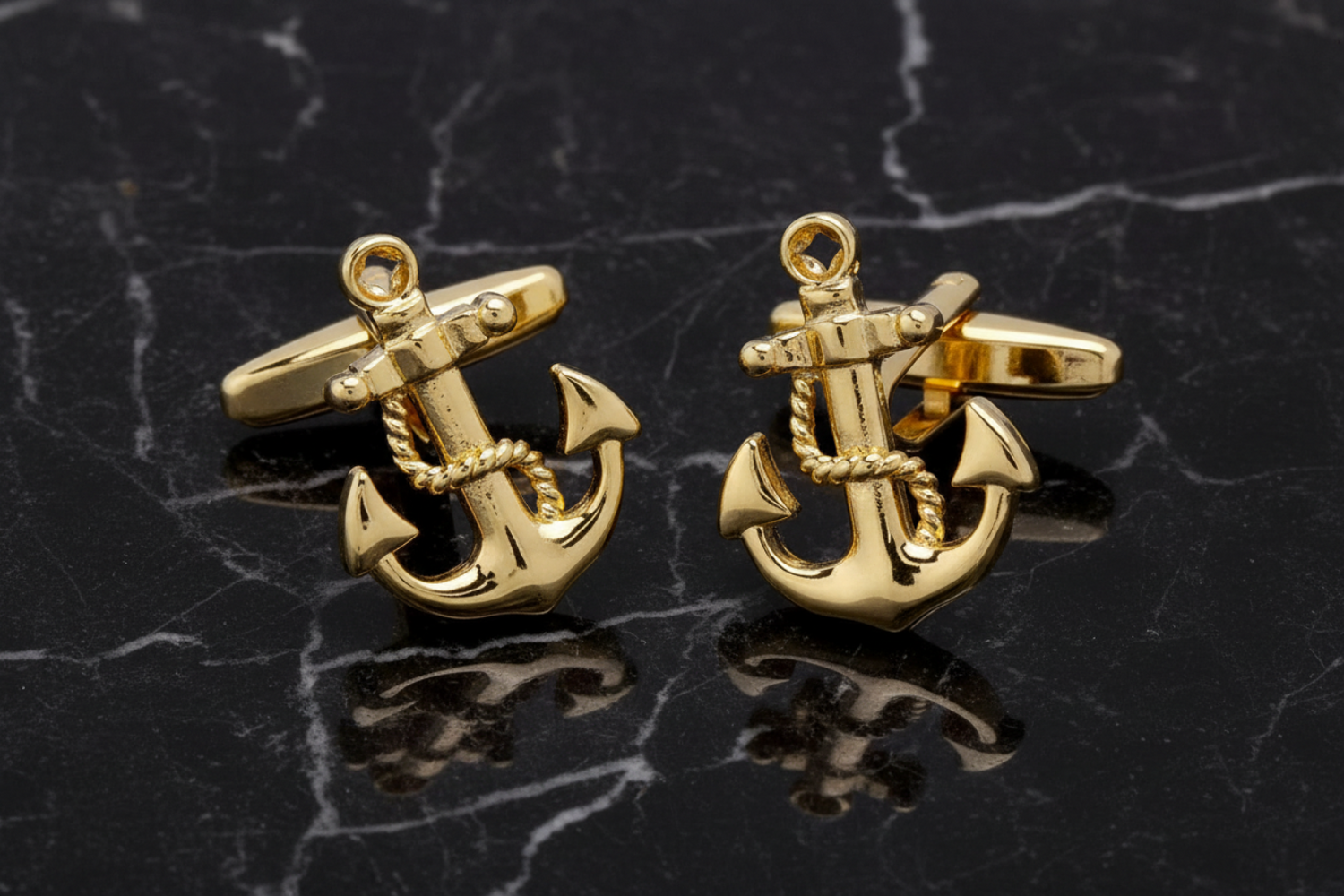 Gold Anchor Cufflinks.