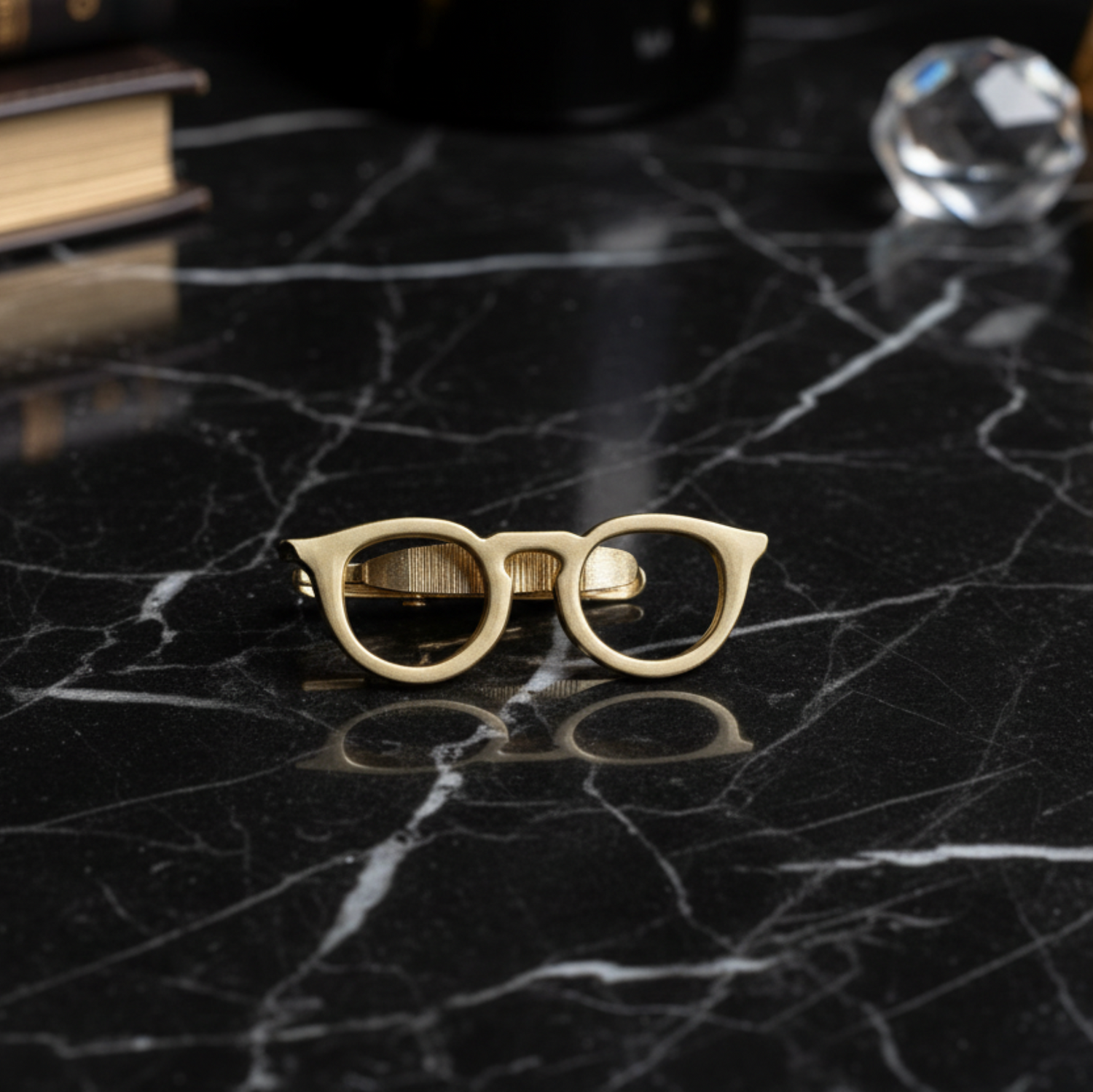Gold Glasses Tie Clip