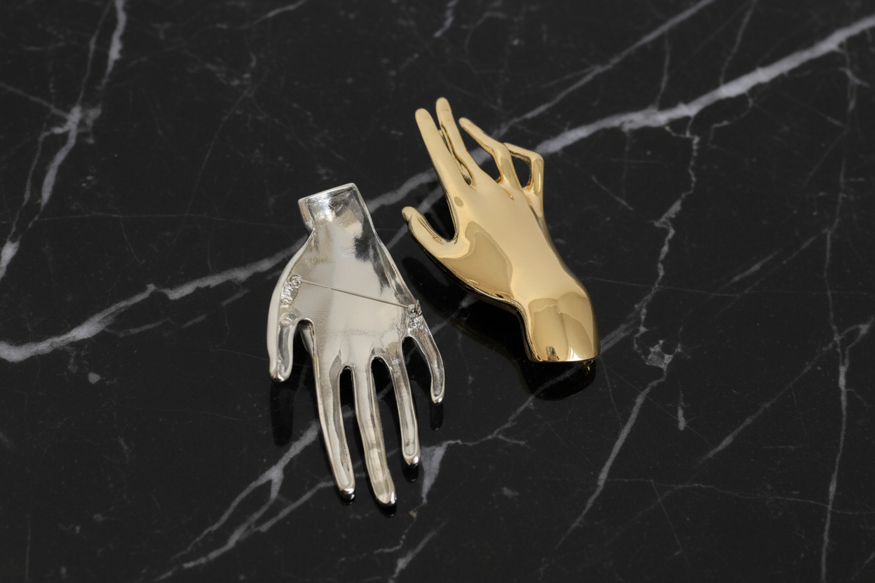 two hands lapel pin