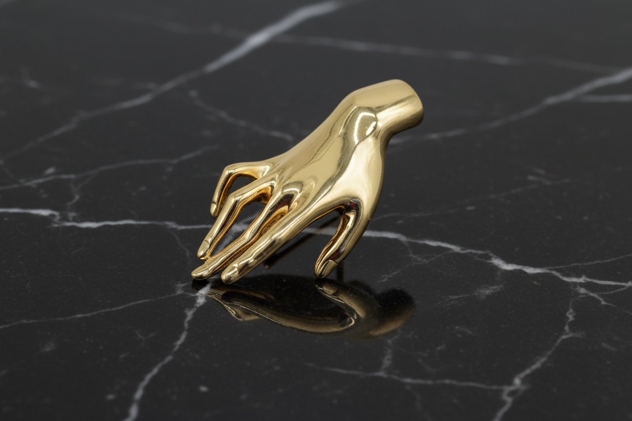A Gold Hand Lapel Pin