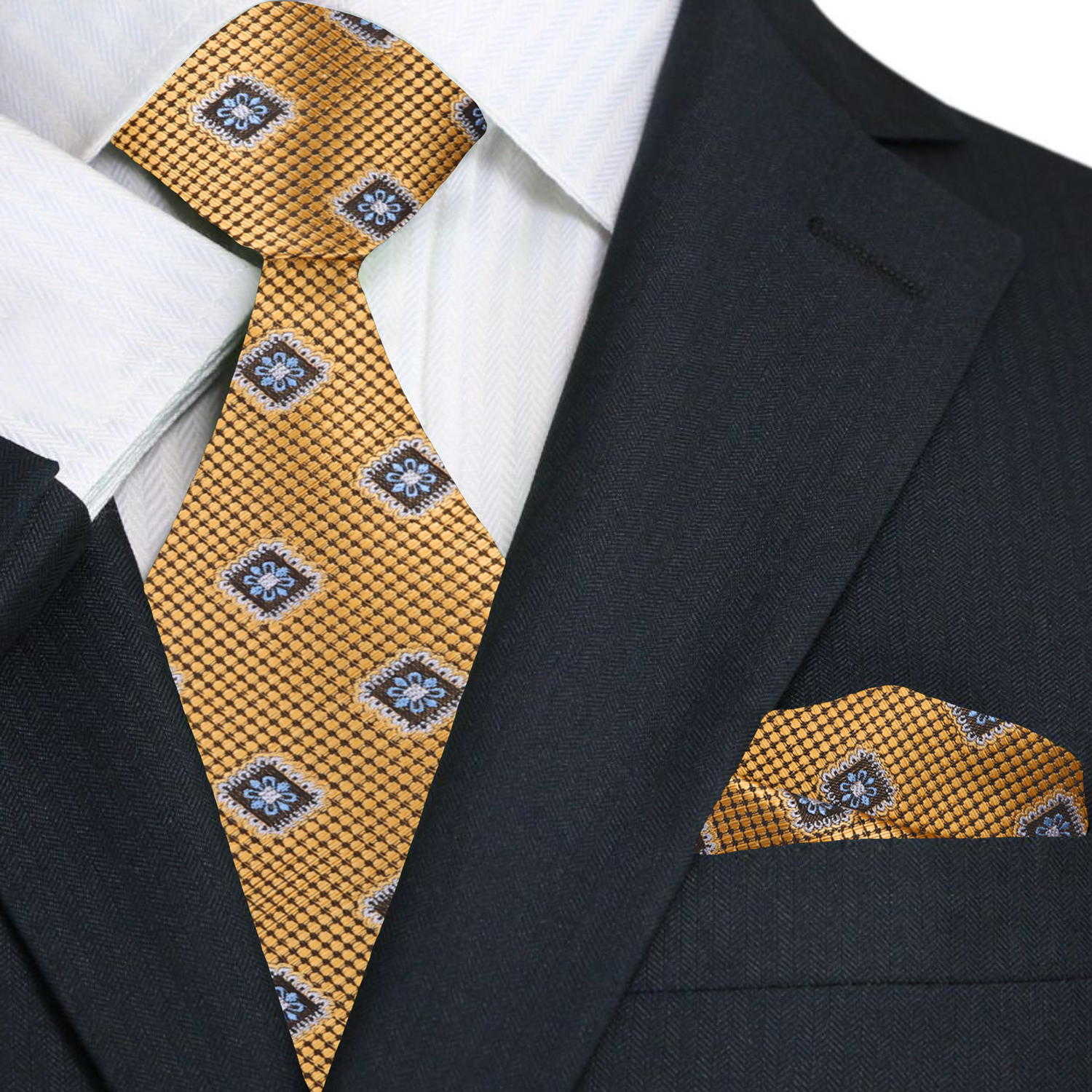 Gold Medallions Necktie and Square
