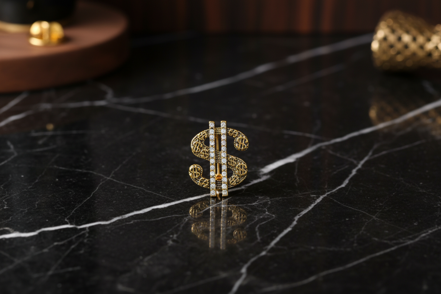 a lapel pin gold money