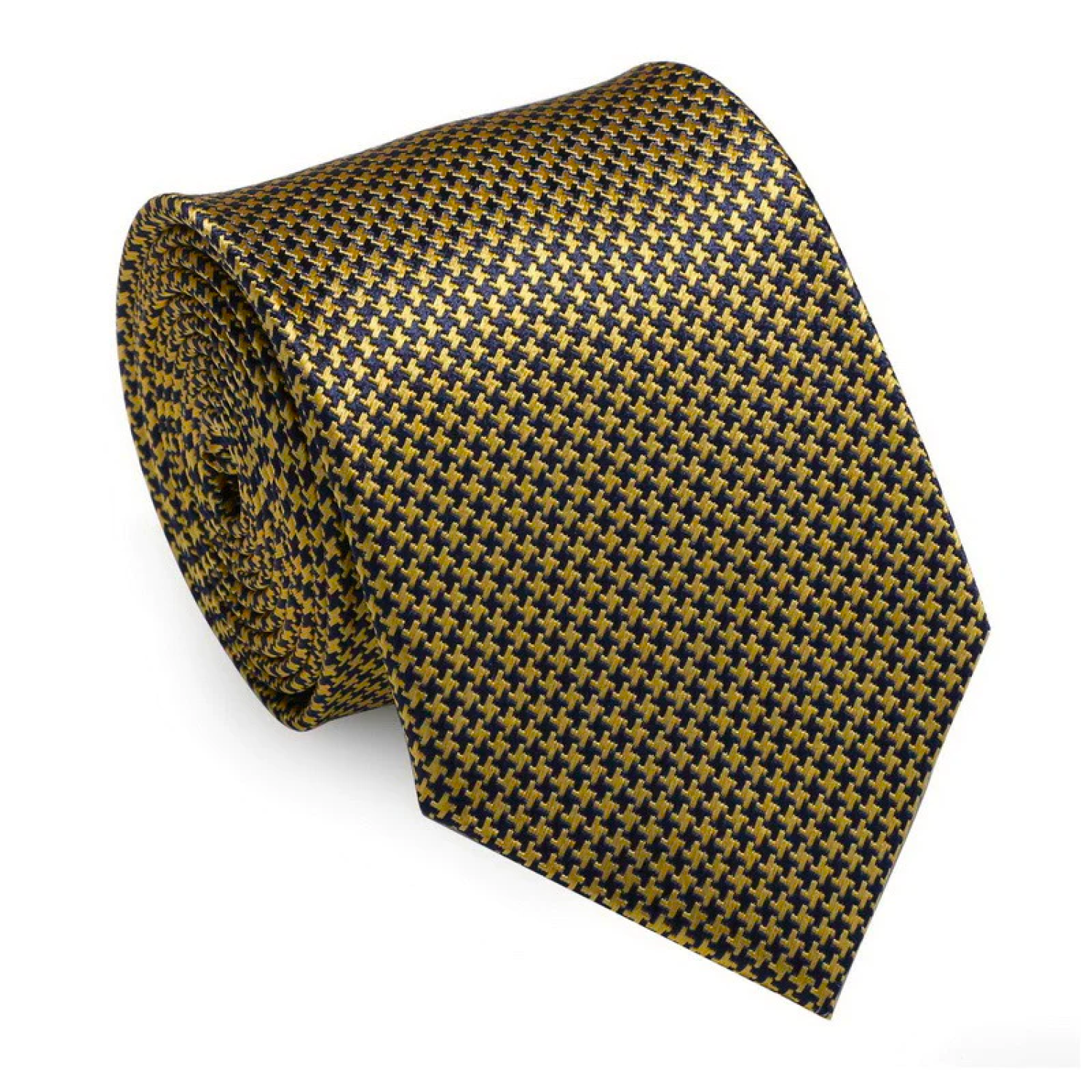 Gold, Blue Hounds-tooth Tie