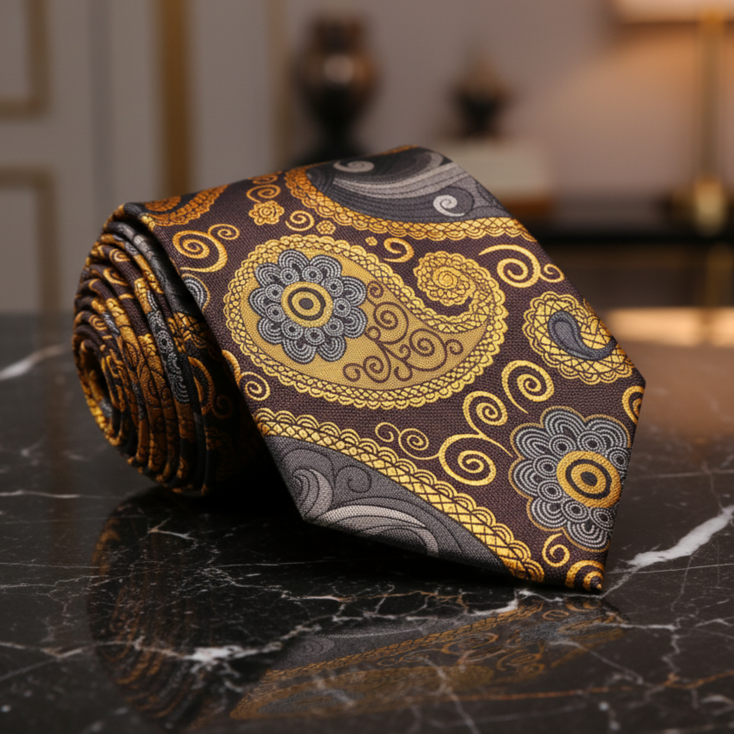 Golden Nugget, Brown Paisley Necktie