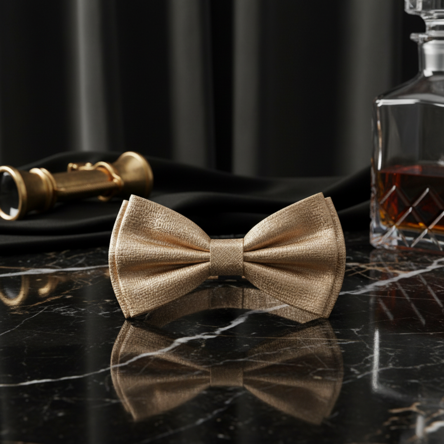 A bow tie in gold color - pre tied