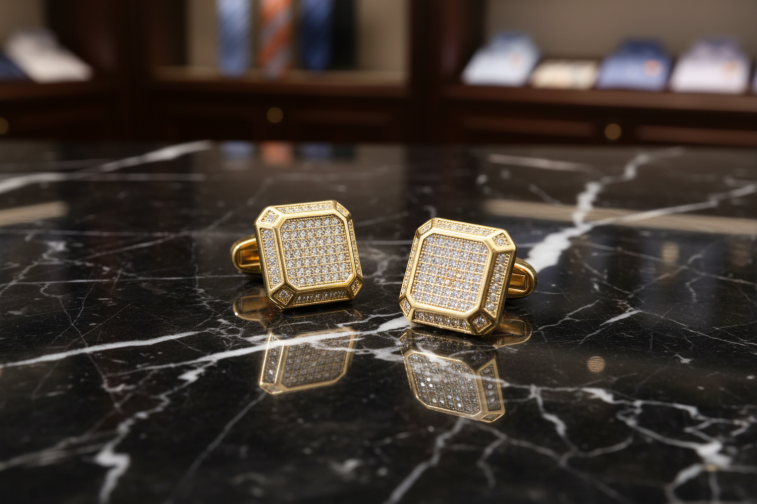 Gold Color Square Cufflinks 1