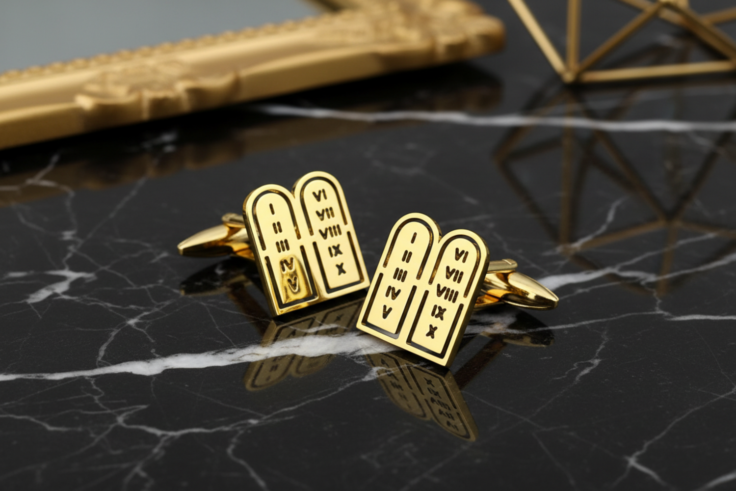 Gold Color Ten Commandments Cufflinks