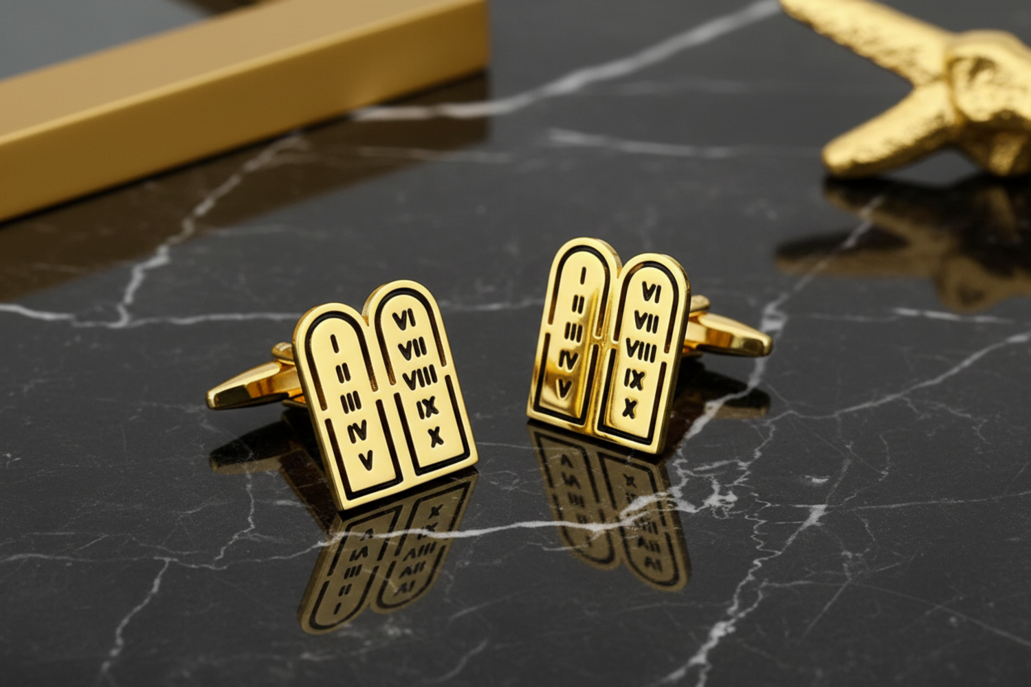 Gold Color Ten Commandments Cufflinks