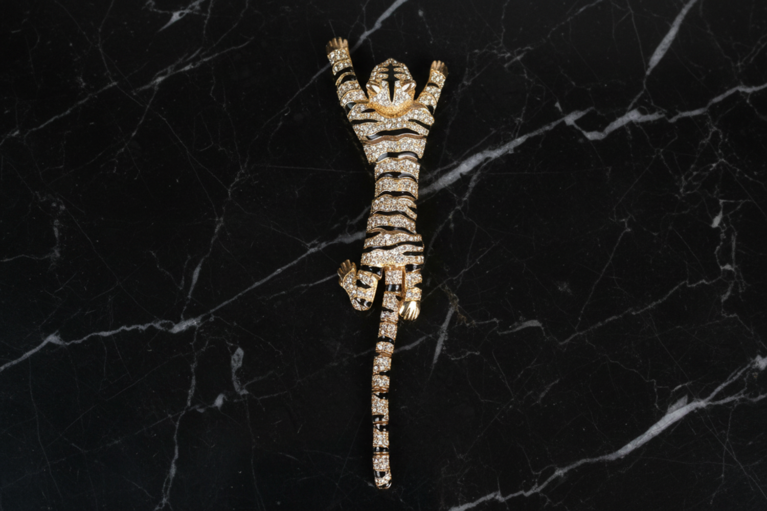 View 3: Gold, Black and Clear Color Shoulder Lapel Pin