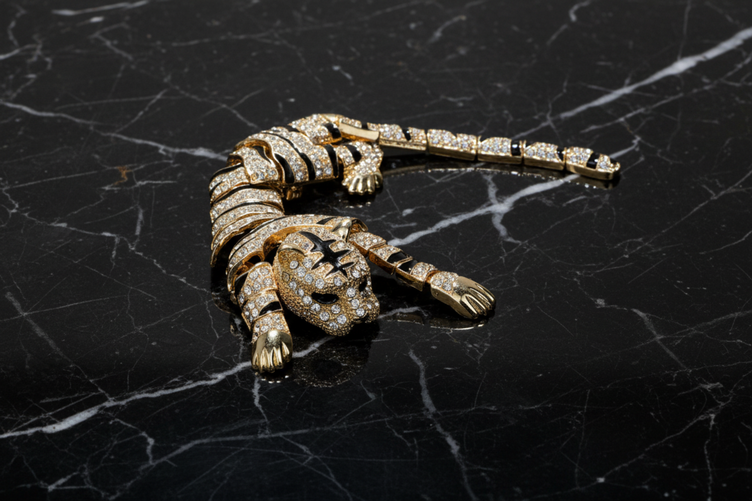 Gold, Black and Clear Color Shoulder Lapel Pin