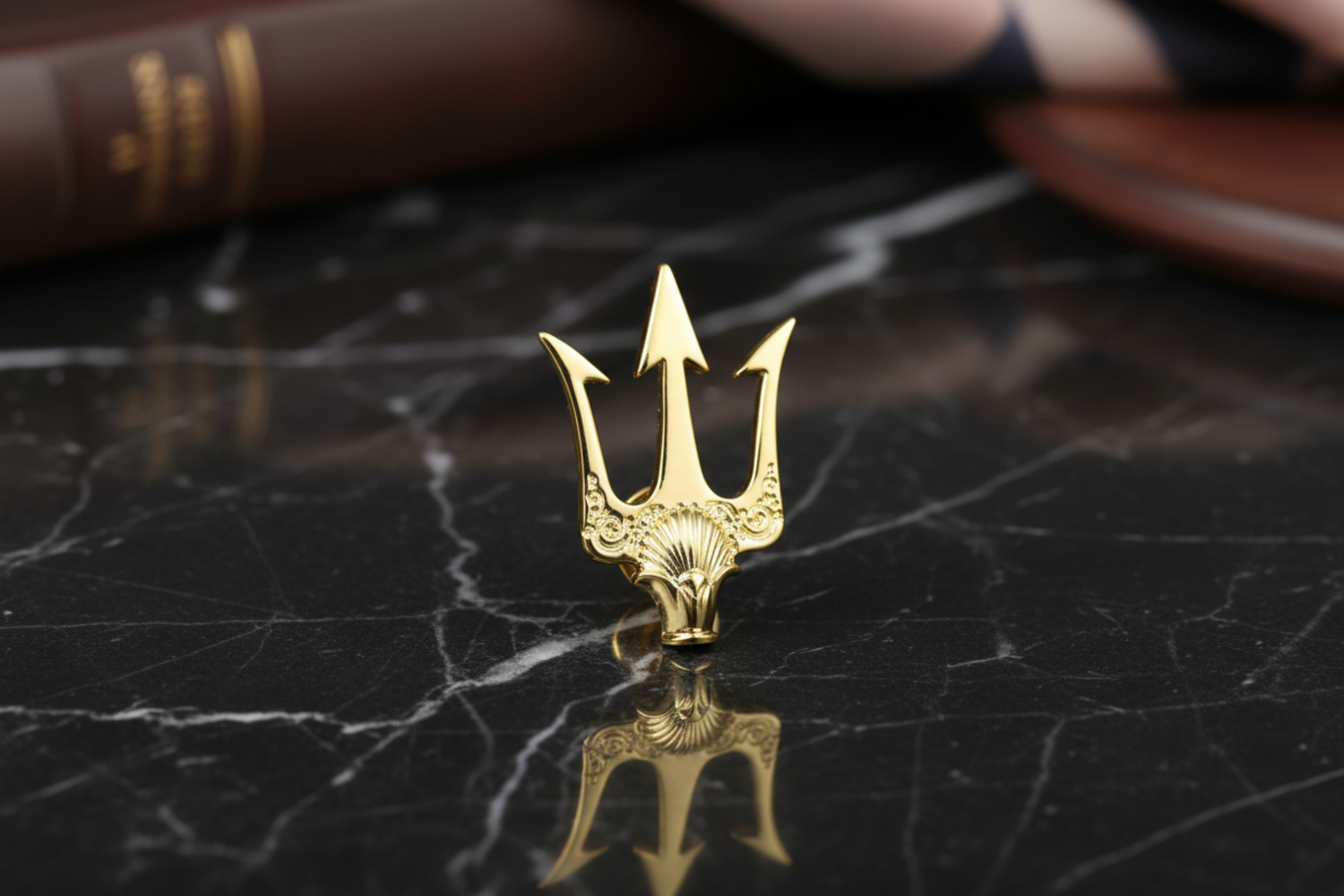 Small Gold Trident Lapel Pin