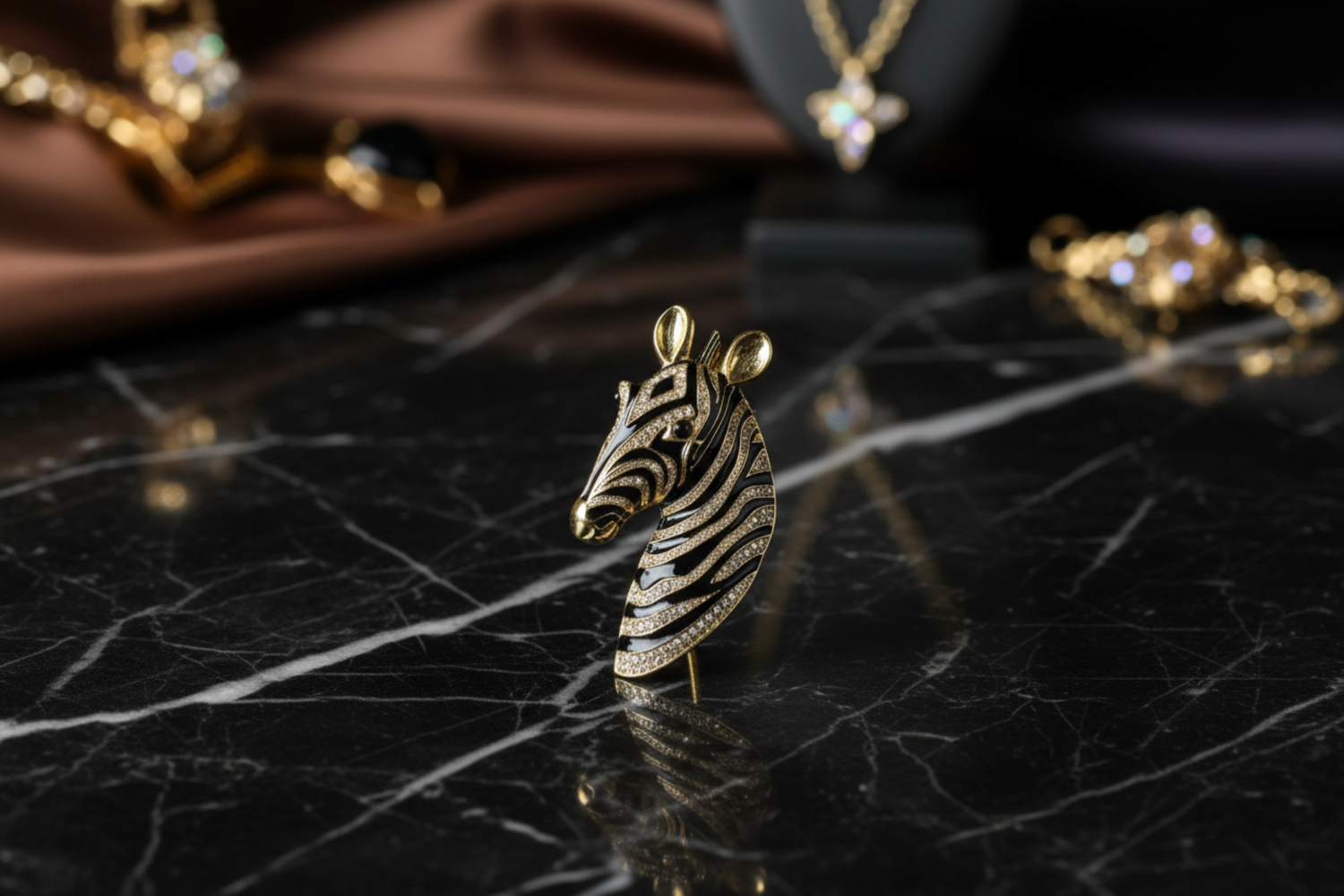 View 2: Pale Gold Zebra Lapel Pin