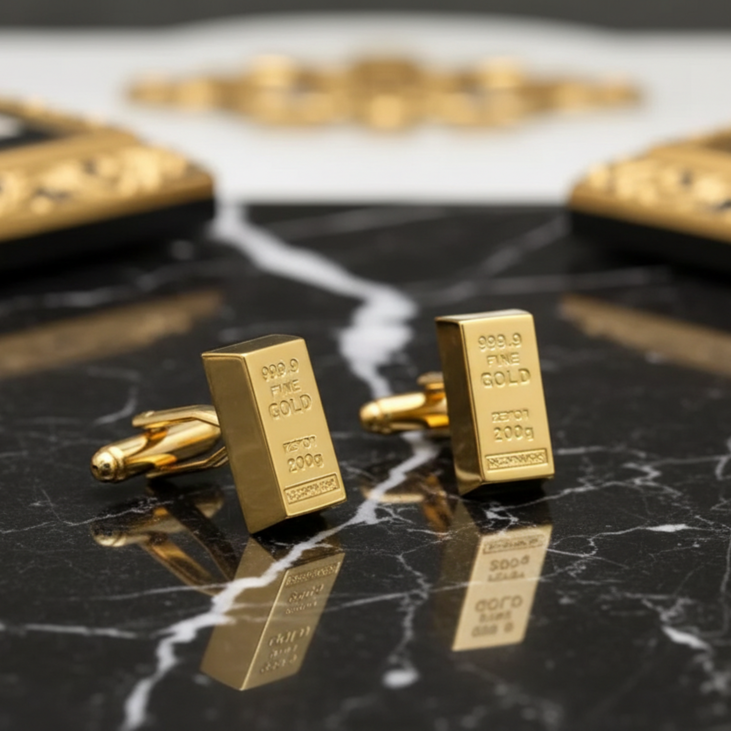 View 3 Gold Bars Cufflinks