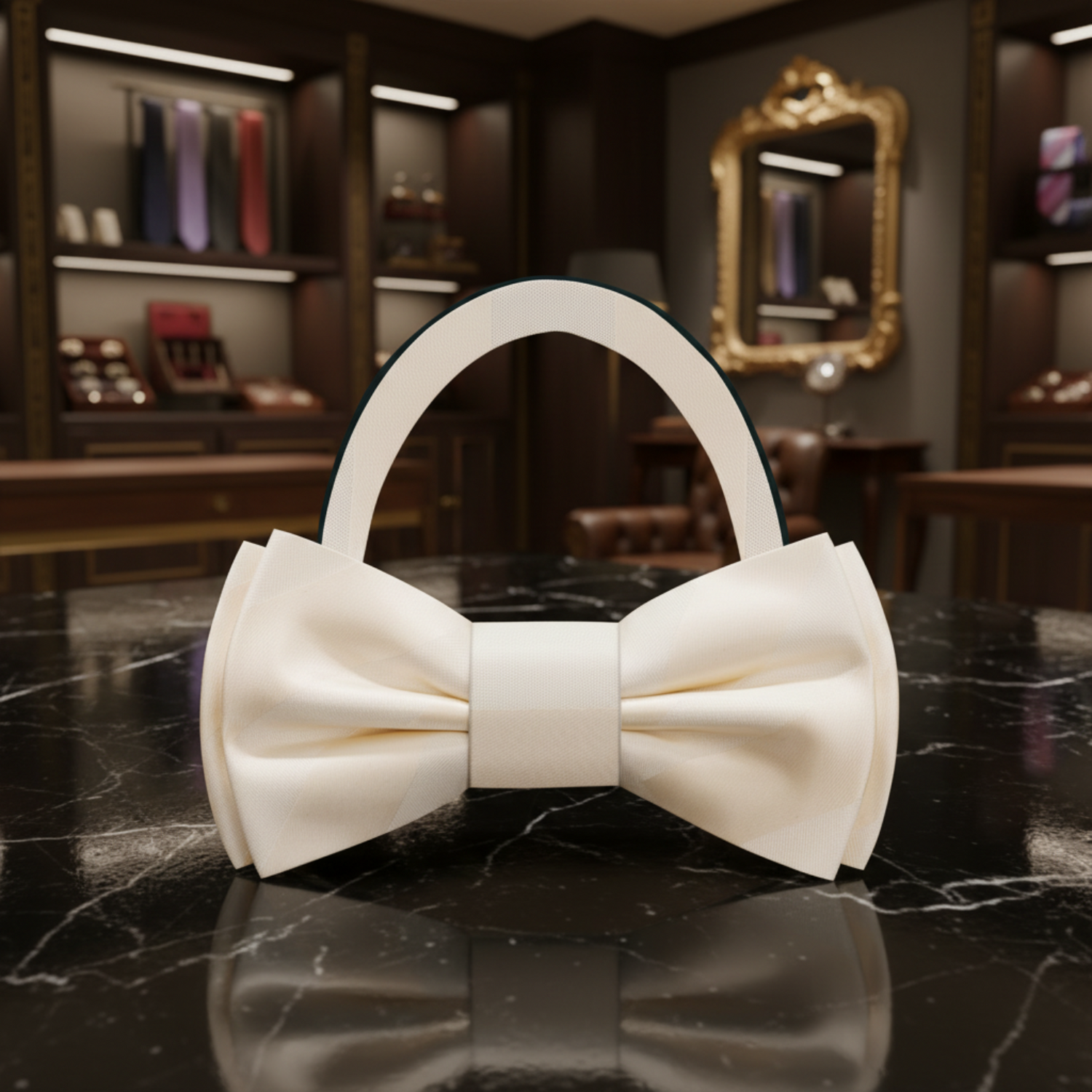 Ivory Stripe Bow Tie Pre Tied