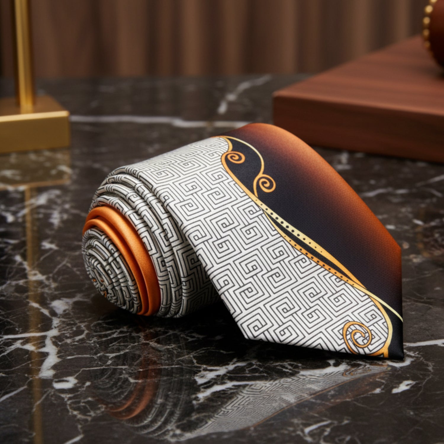 Roll of tie fabric with geometric pattern on a white background