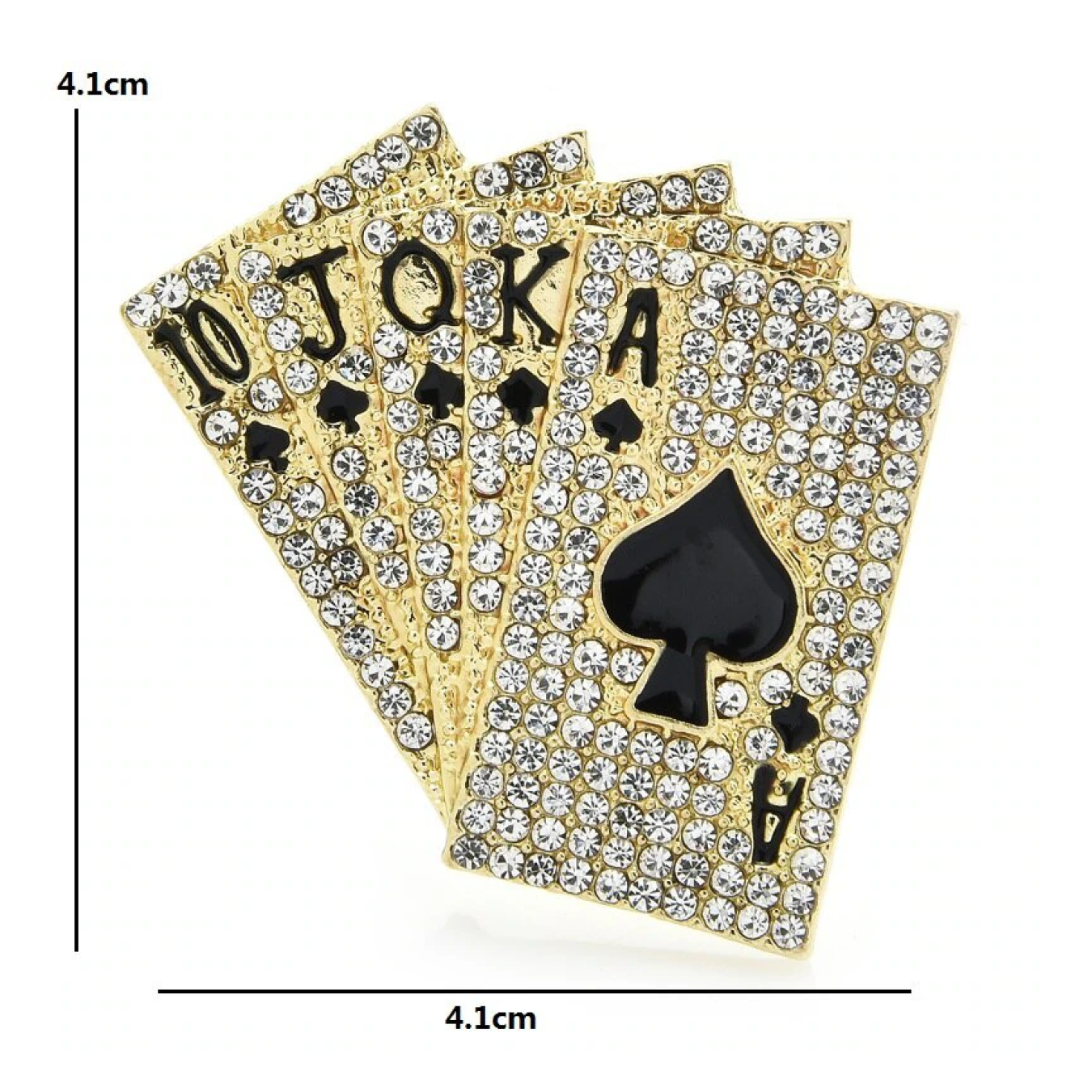 Dimensions: Gold Color Playing Cards Lapel Pin 