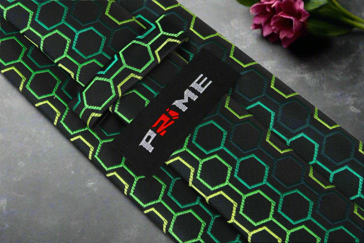 Black, Green Geometric Necktie Keep