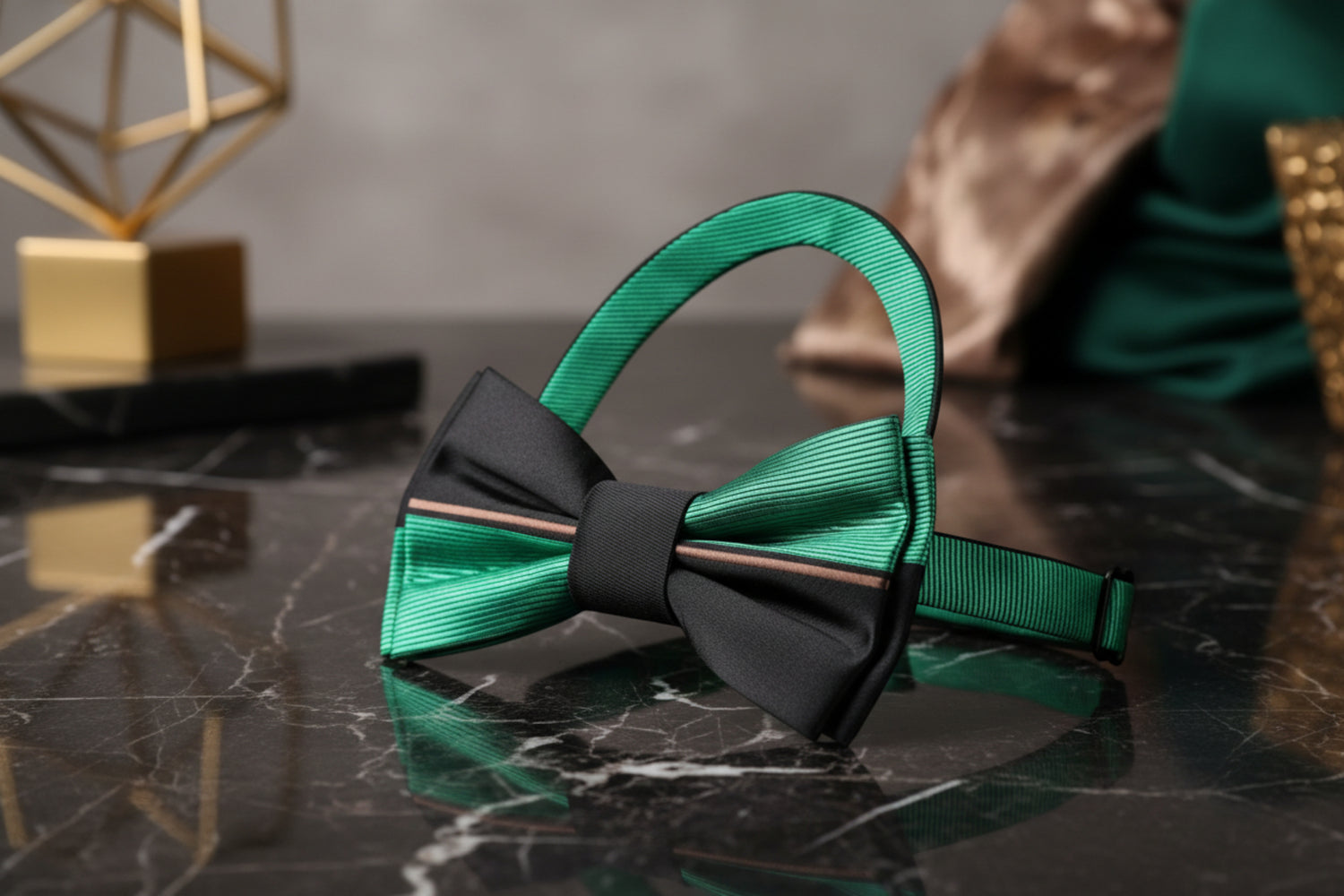 Black Green Omni Bow Tie Pre Tied
