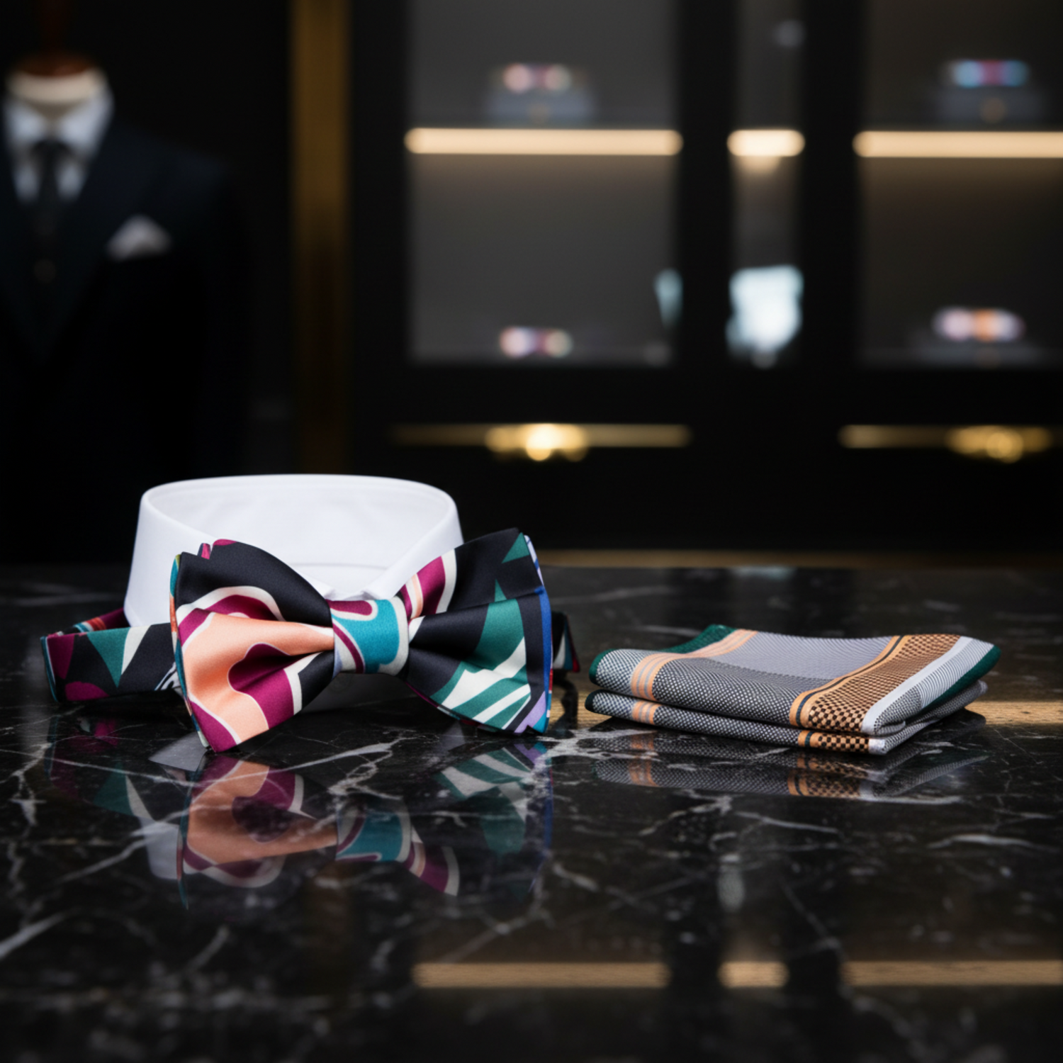 Multi Color Abstract Bow Tie and Accenting Square