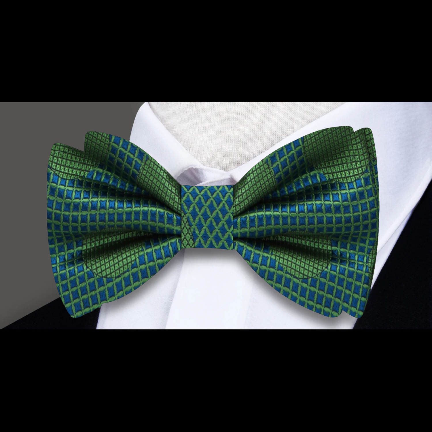Blue & Green Polka Dot Bow Tie