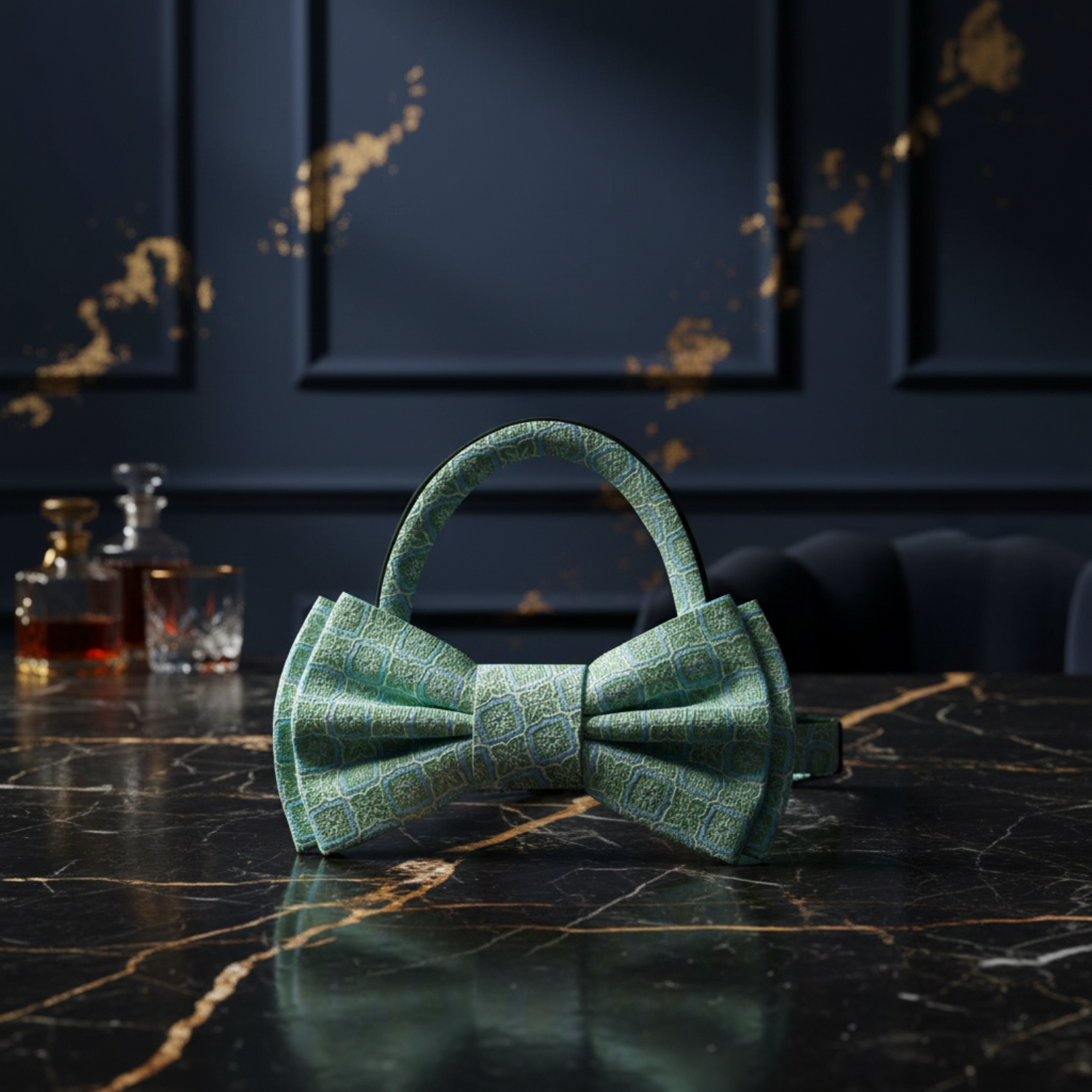 Green Geometric Bow Tie pre Tied