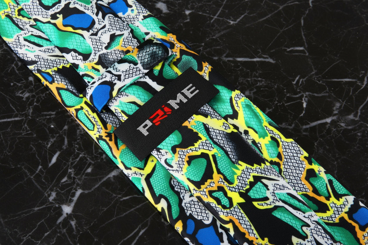 Green, Yellow, Blue, Black, Grey Snakeskin Necktie Keep