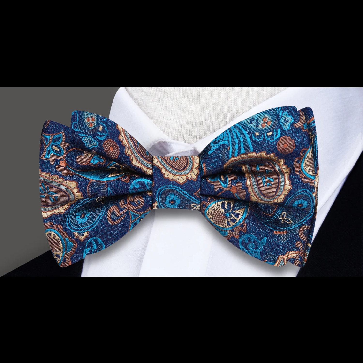 Green and Brown Paisley Bow Tie Single
