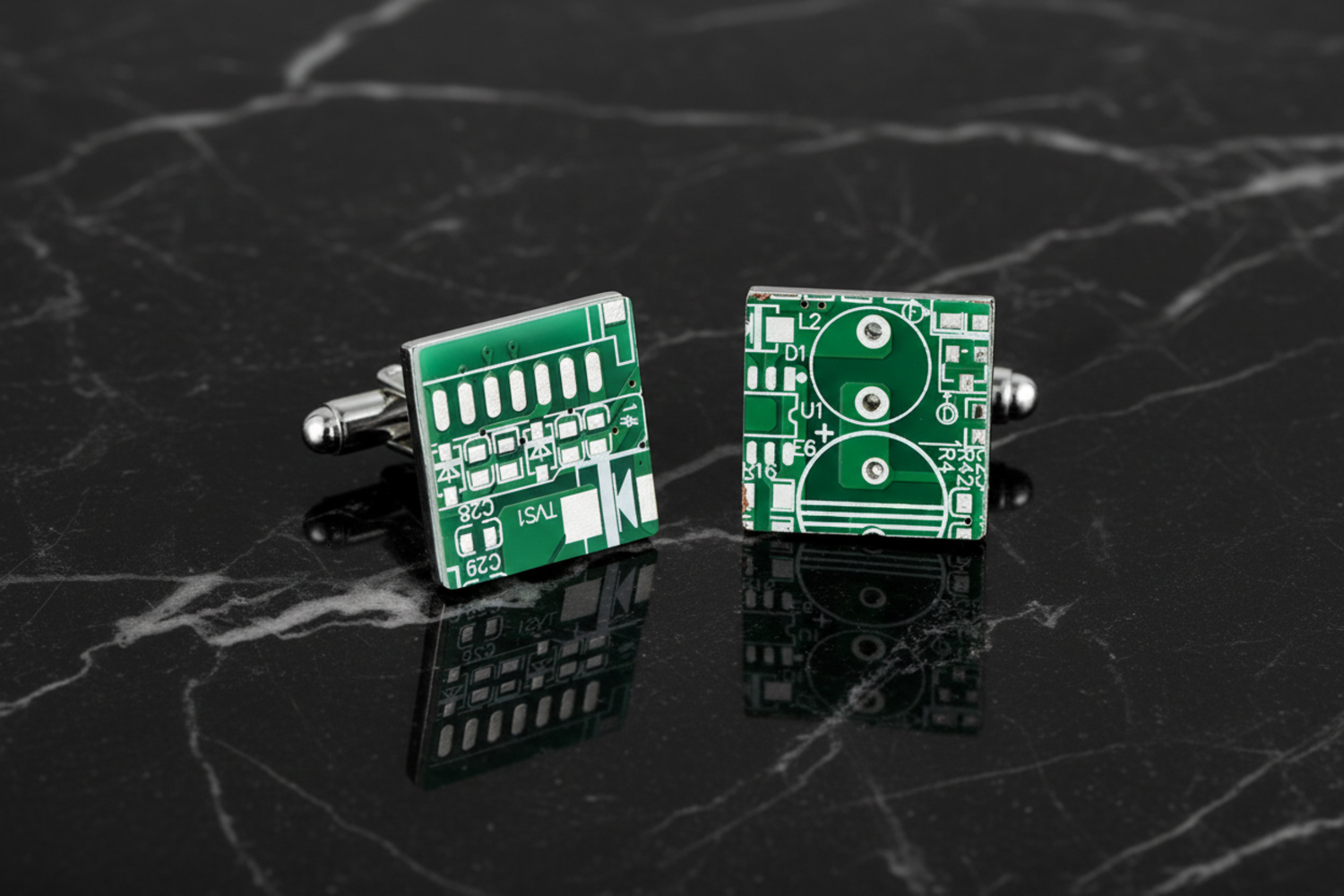 Green Computer Chips Cufflinks