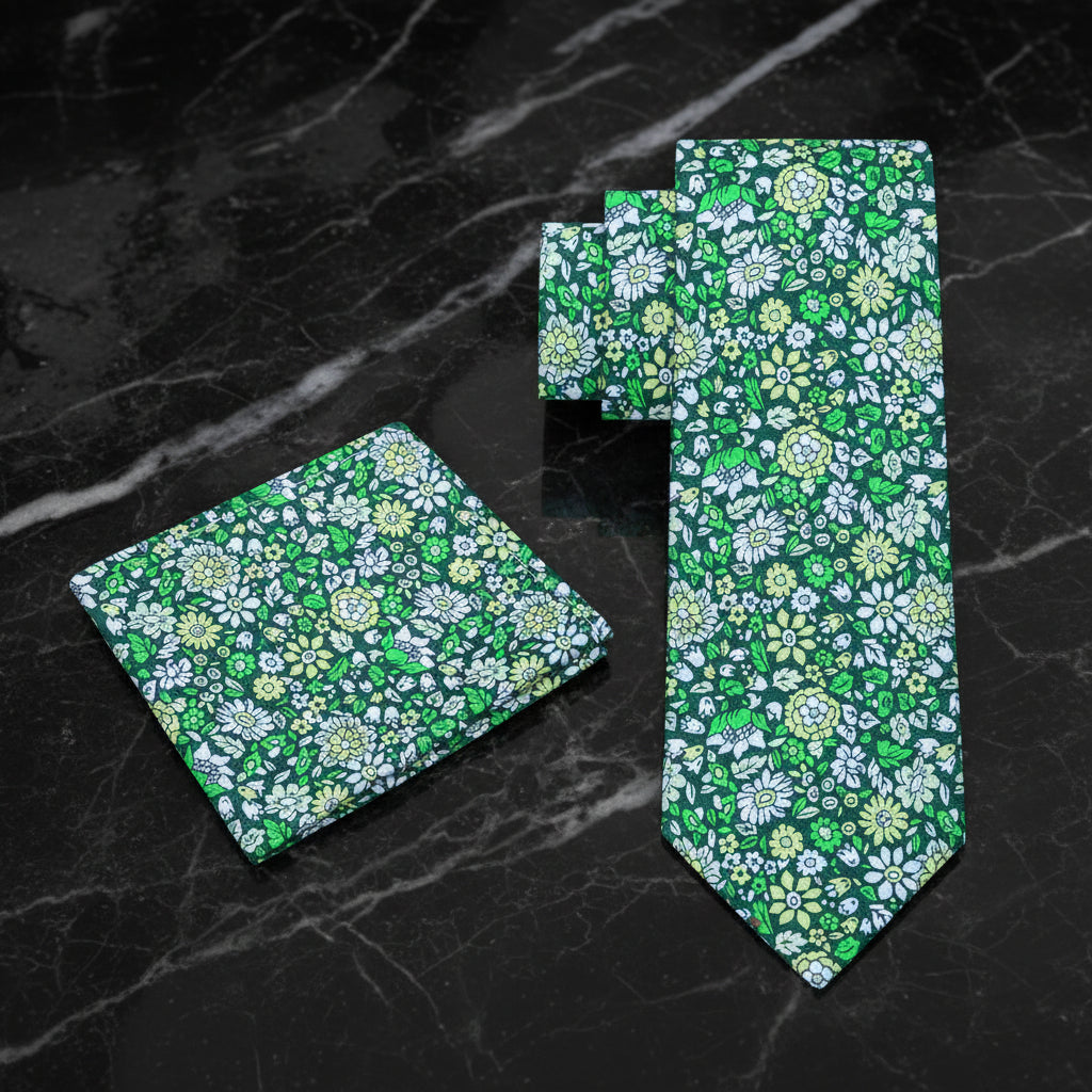 Alt Shades of Green Tie and Pocket Square||Green