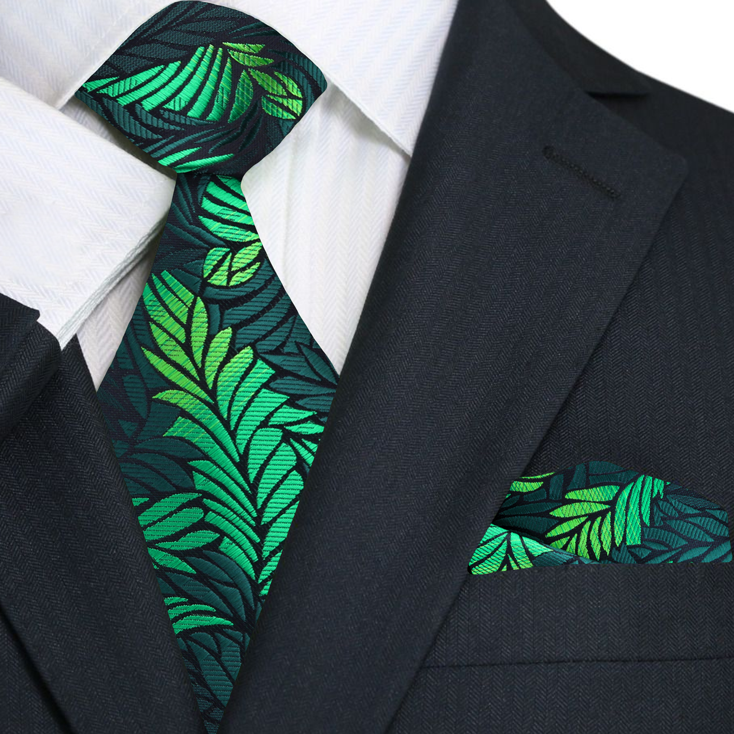 Shades of Green Abstract Feather Necktie
