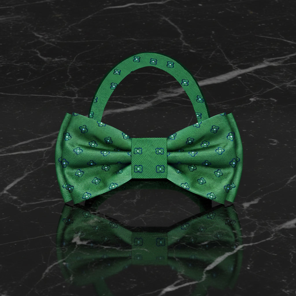 Green bow tie with small patterns pre tied