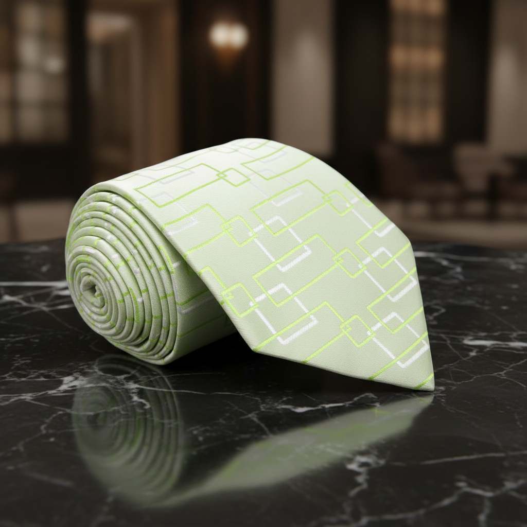Pale Green Abstract Blocks Necktie