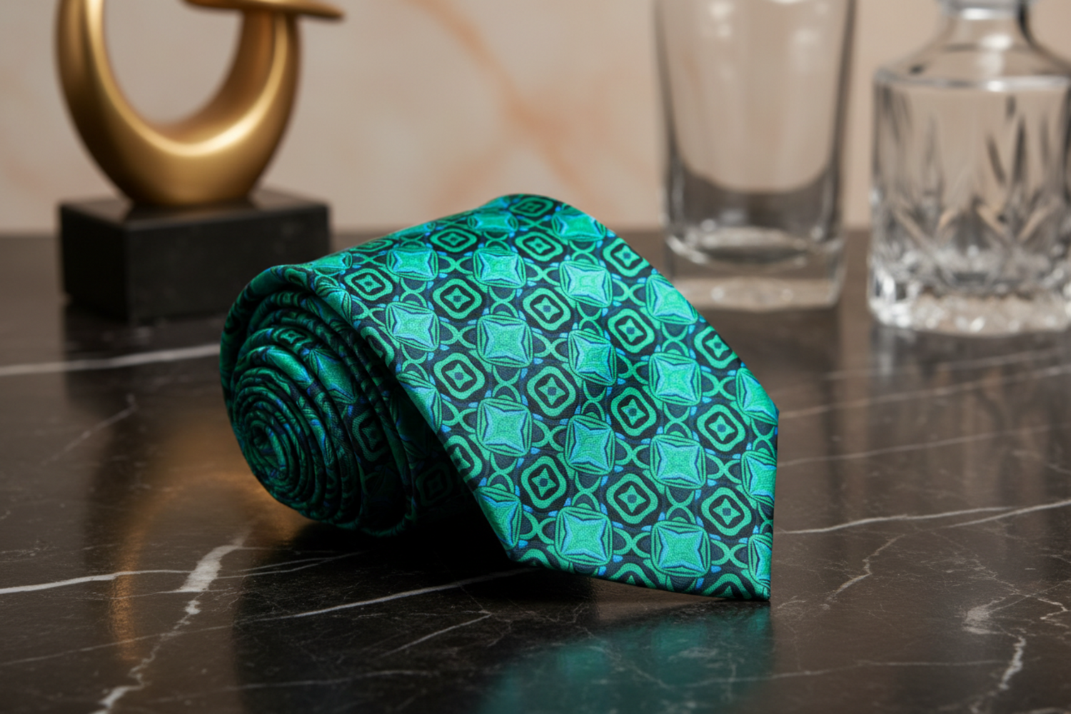 Green Geometric Tie 