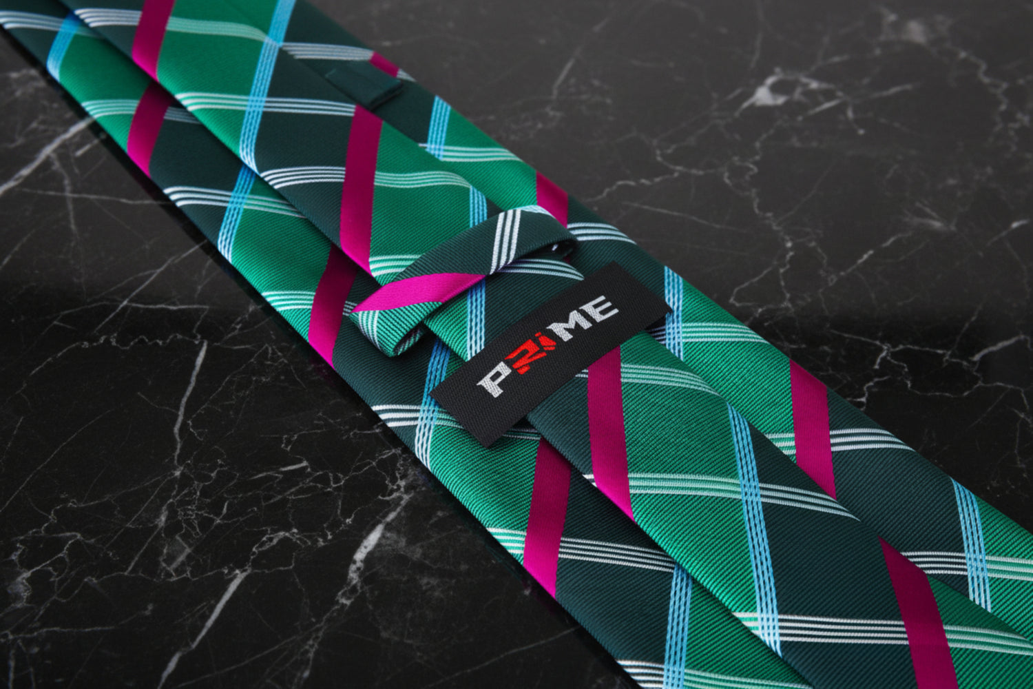 Green, Magenta Plaid Necktie Keep