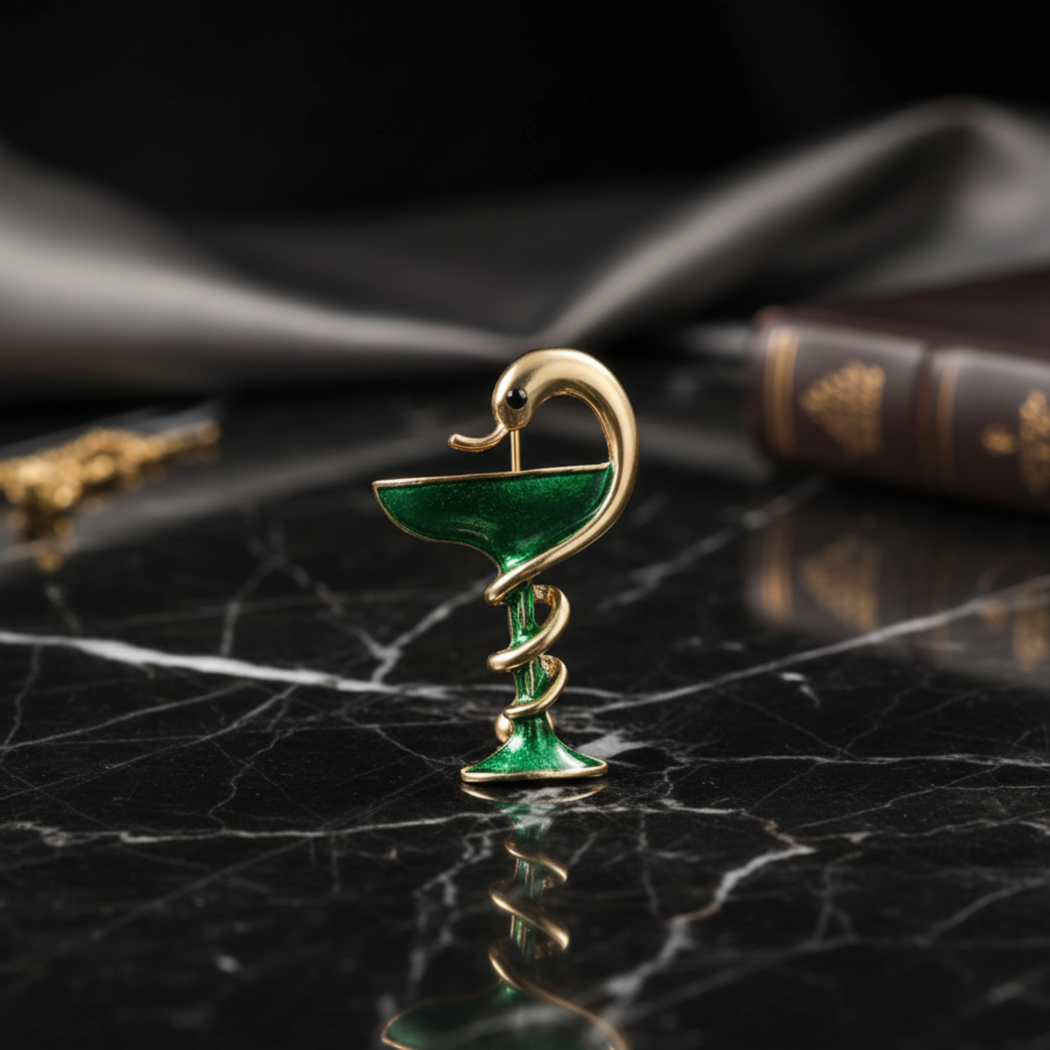 a small green snake martini lapel pin
