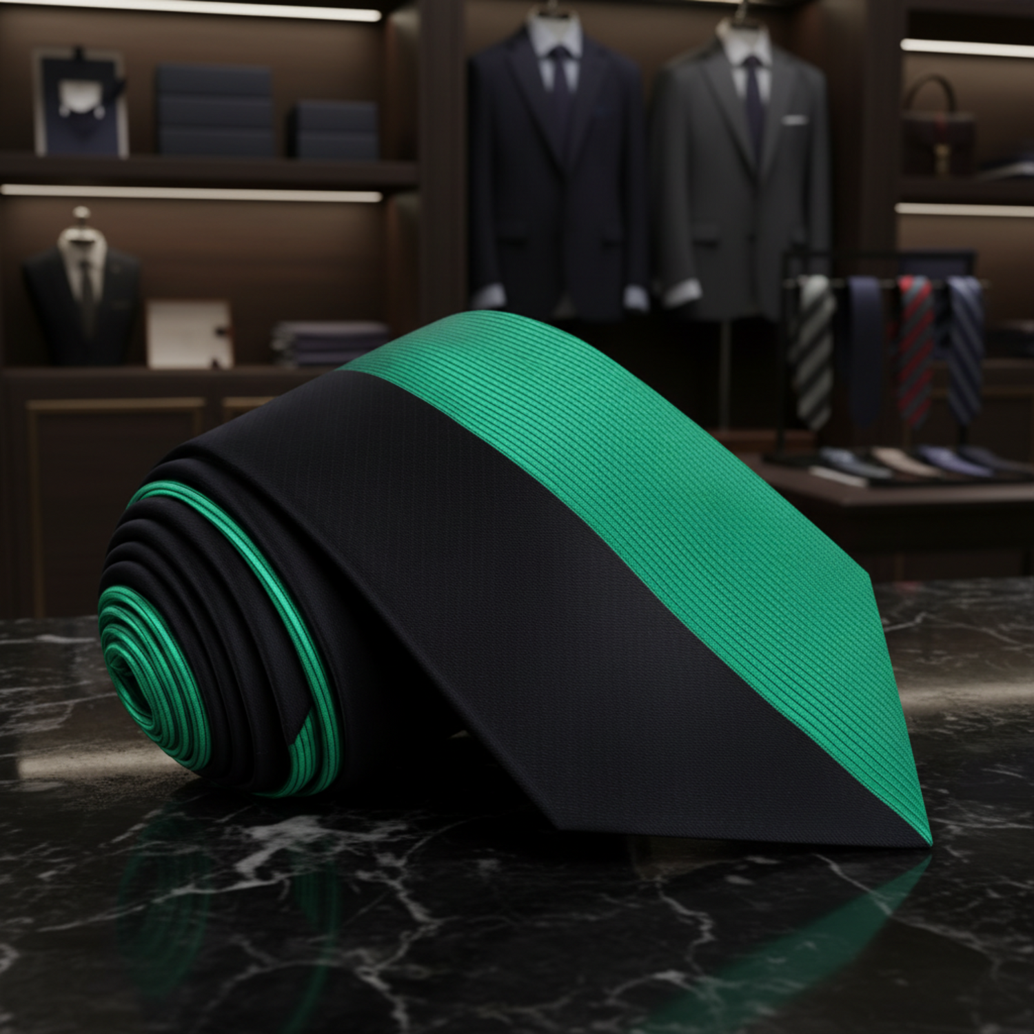 Green and Black Stripe Tie 