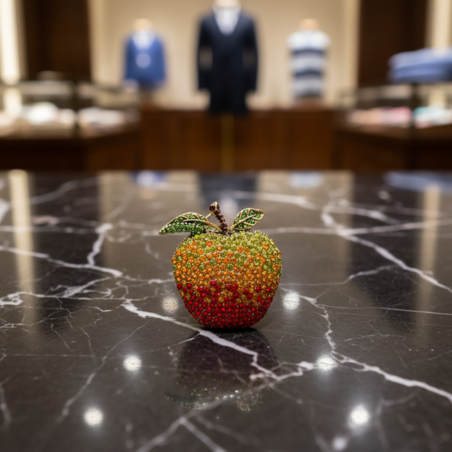 Green Orange Red Gemstone Apple Lapel Pin