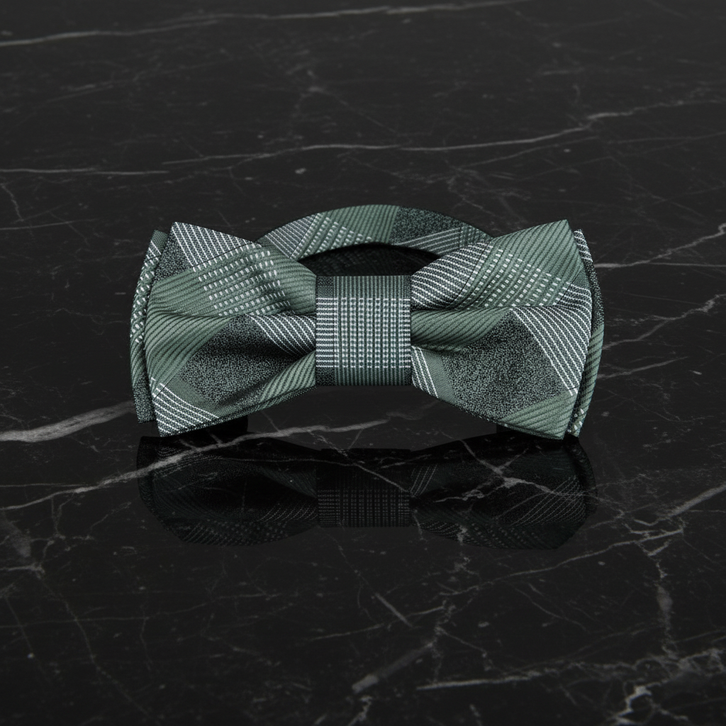 Green Plaid Bow Tie Pre Tied