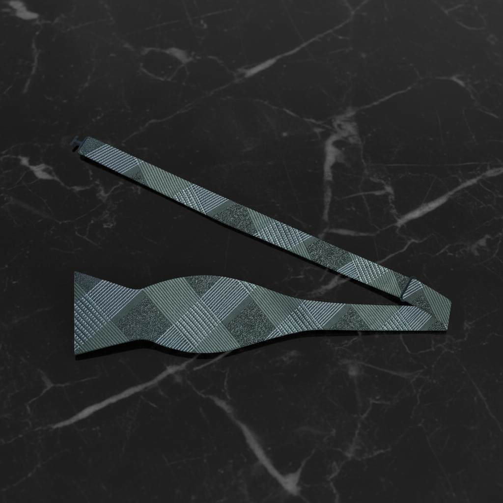 Green plaid bow tie self tie
