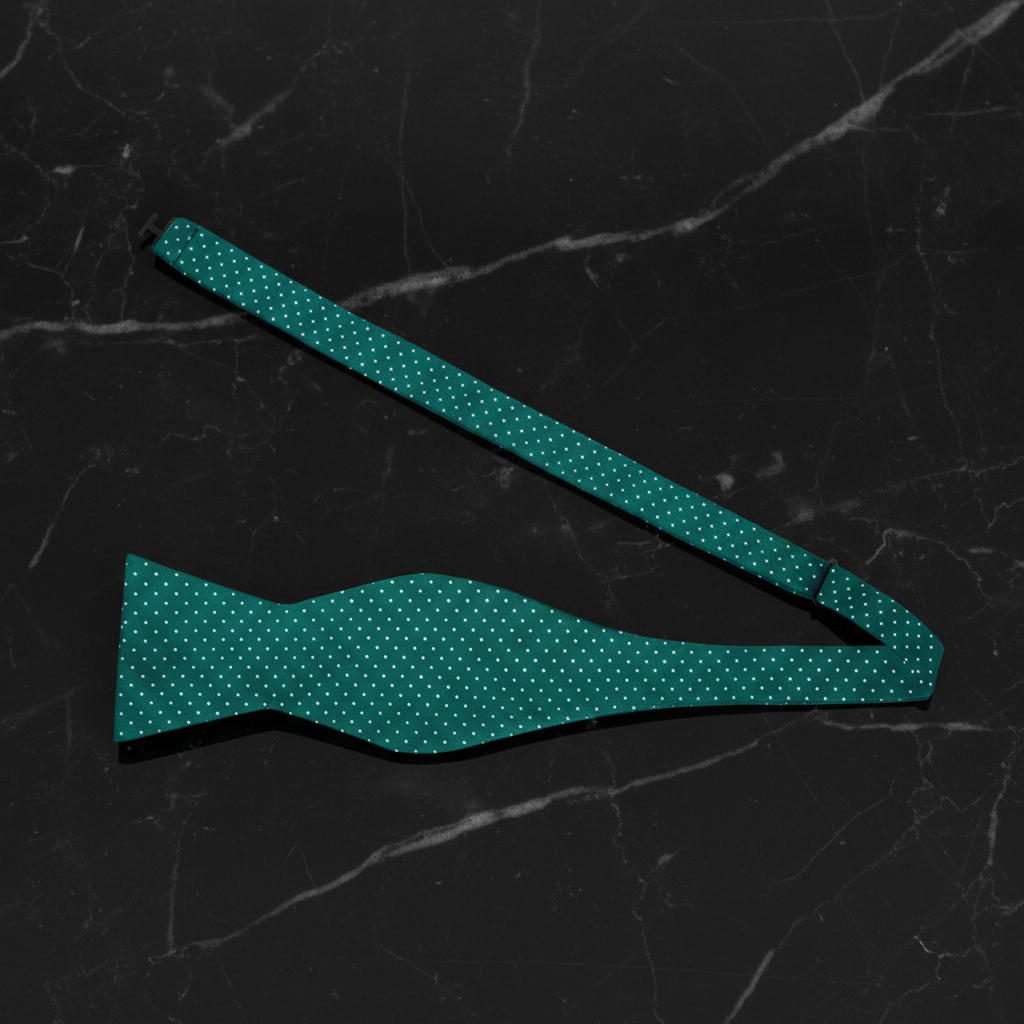 Green, White Polka Self Tie Bow Tie