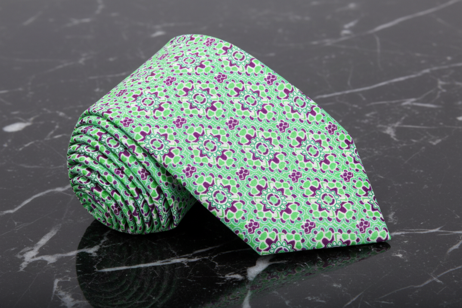Green, White, Wine Mosaic Abstract Necktie 